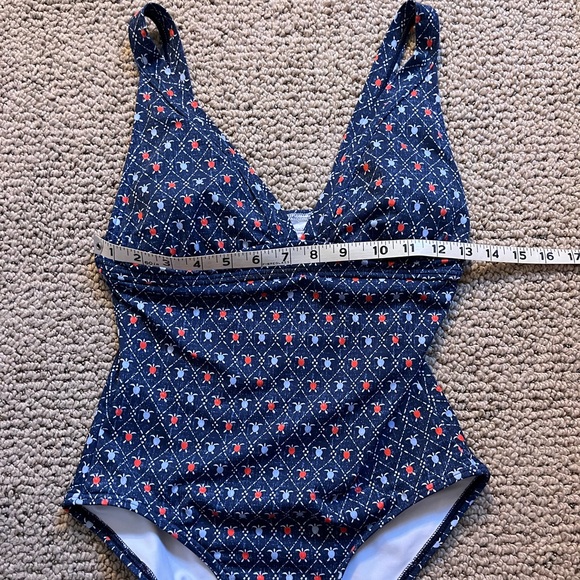Reyn Spooner Women Swimsuit Blue Royal Honu Turtle V Neck Bathing Suit Size 4 - Picture 6 of 9